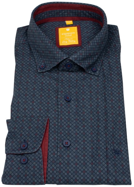 Redmond Hemd - Modern Fit - Button Down Kragen - Print - blau / rot - 252020110 500 