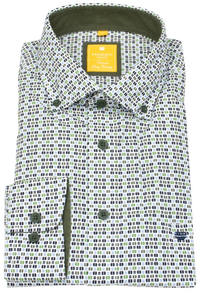 Redmond Hemd - Modern Fit - Button Down Kragen - Print - grün - 252010110 600 