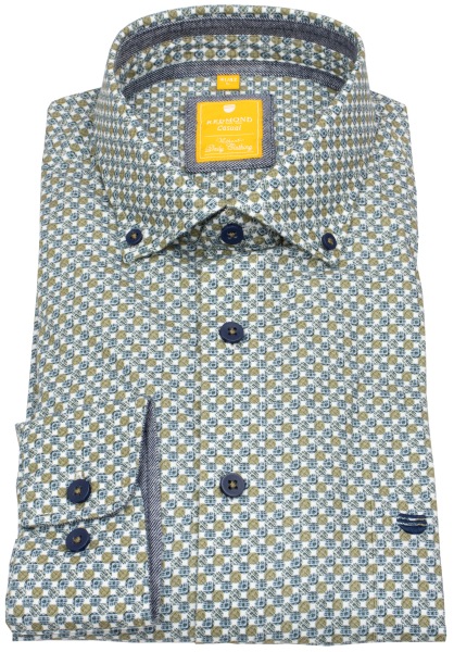 Redmond Hemd - Modern Fit - Button Down - Print - grün / hellblau - 252110110 600 