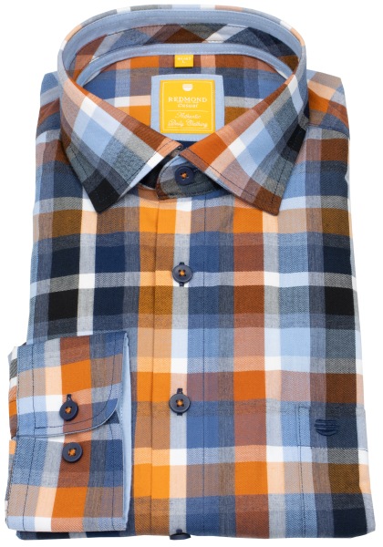 Redmond Hemd - Modern Fit - kariert - orange - ohne OVP