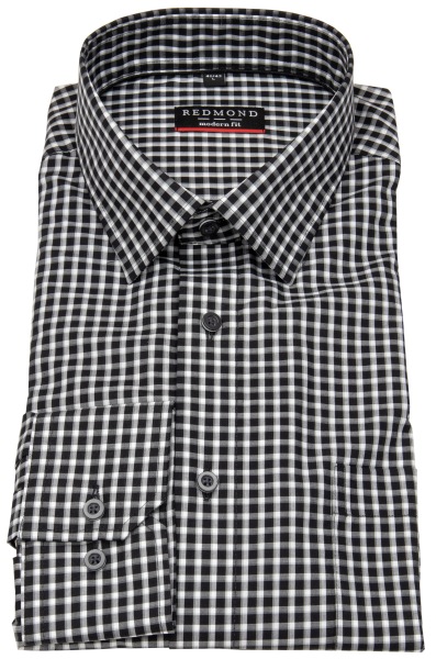 Redmond Hemd - Modern Fit - kariert - schwarz / weiß - ohne OVP