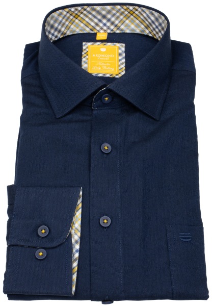 Redmond Hemd - Modern Fit - Kentkragen - Twill - dunkelblau - 252000110 190 