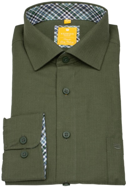 Redmond Hemd - Modern Fit - Kentkragen - Twill - grün - 252000110 600 