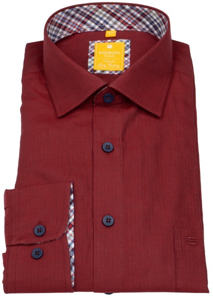 Redmond Hemd - Modern Fit - Kentkragen - Twill - rot - 252000110 500 