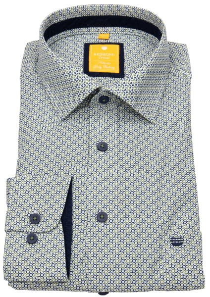 Redmond Hemd - Modern Fit - Print - Casual - Kontrastknöpfe - grün / blau - ohne OVP - 251065110 200 