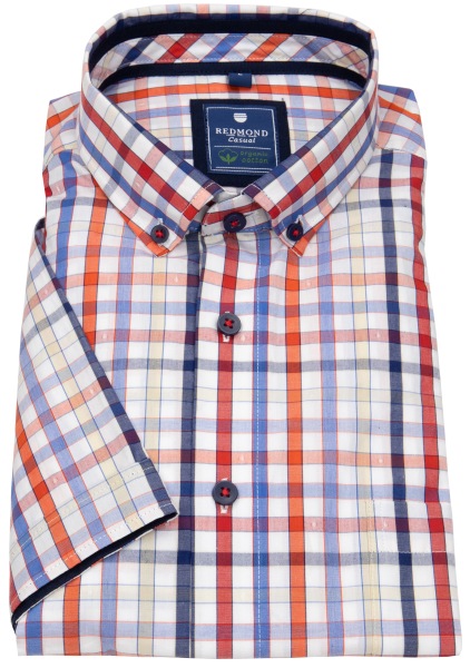 Redmond Kurzarmhemd - Comfort Fit - Button Down - Bio Baumwolle - kariert - rot - ohne OVP - 241070999 50 