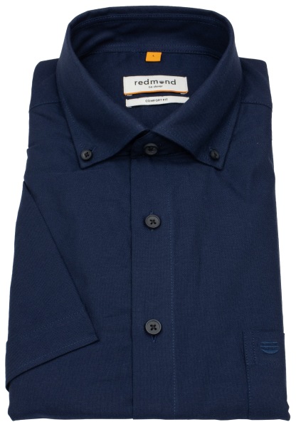 Redmond Kurzarmhemd - Comfort Fit - Button Down Kragen - dunkelblau