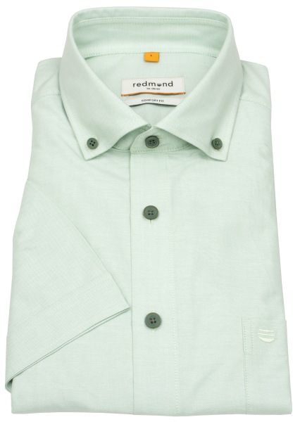 Redmond Kurzarmhemd - Comfort Fit - Button Down Kragen - grün