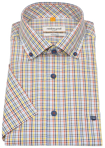 Redmond Kurzarmhemd - Comfort Fit - Button Down Kragen - kariert - mehrfarbig