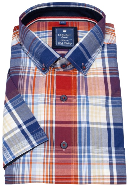 Redmond Kurzarmhemd - Comfort Fit - Button Down Kragen - kariert - rot - ohne OVP