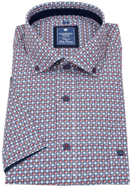 Redmond Kurzarmhemd - Comfort Fit - Button Down Kragen - rot / hellblau - ohne OVP - 251075999 50 