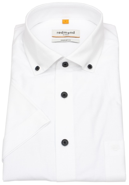 Redmond Kurzarmhemd - Comfort Fit - Button Down Kragen - weiß