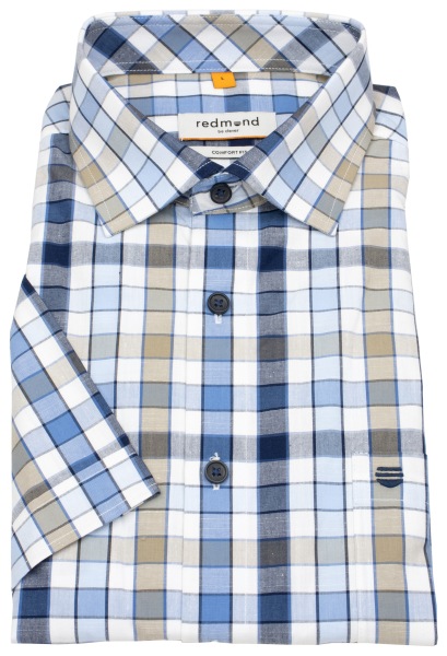 Redmond Kurzarmhemd - Comfort Fit - kariert - blau