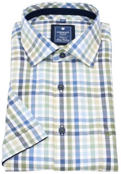 Redmond Kurzarmhemd - Comfort Fit - kariert - blau / grün - 251070999 60 