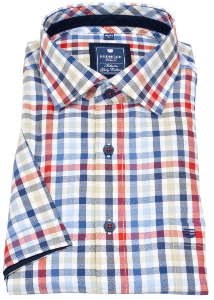 Redmond Kurzarmhemd - Comfort Fit - kariert - blau / rot - ohne OVP