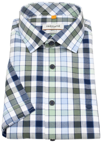 Redmond Kurzarmhemd - Comfort Fit - kariert - grün