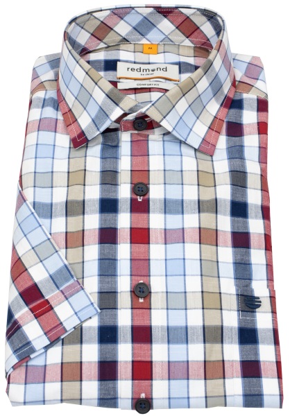 Redmond Kurzarmhemd - Comfort Fit - kariert - rot