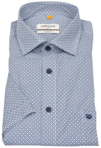 Redmond Kurzarmhemd - Comfort Fit - Print - blau / hellblau