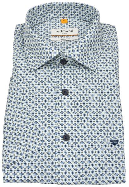 Redmond Kurzarmhemd - Comfort Fit - Print - grün