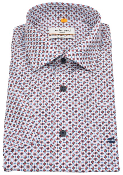 Redmond Kurzarmhemd - Comfort Fit - Print - rot