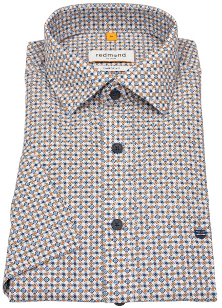 Redmond Kurzarmhemd - Comfort Fit - Print - terra rot