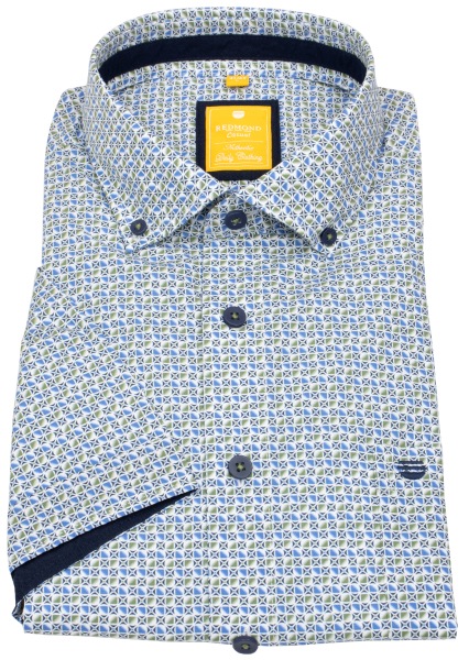 Redmond Kurzarmhemd - Modern Fit - Button Down Kragen - blau / grün - ohne OVP
