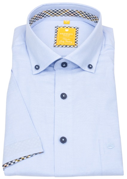 Redmond Kurzarmhemd - Modern Fit - Button Down Kragen - Oxford - hellblau