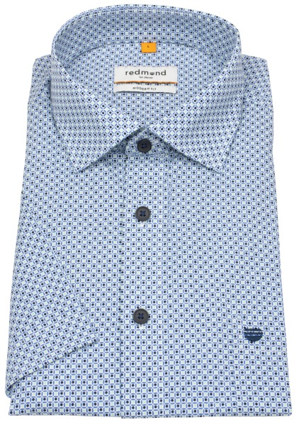 Redmond Kurzarmhemd - Modern Fit - Print - blau / grün