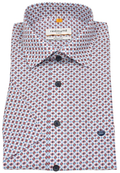 Redmond Kurzarmhemd - Modern Fit - Print - rot