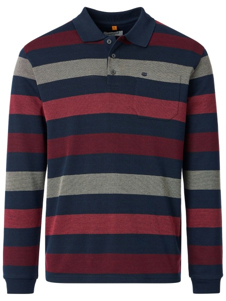 Redmond Polo Shirt - Regular Fit - Long Sleeve - Wash and Wear - Stripes - Red