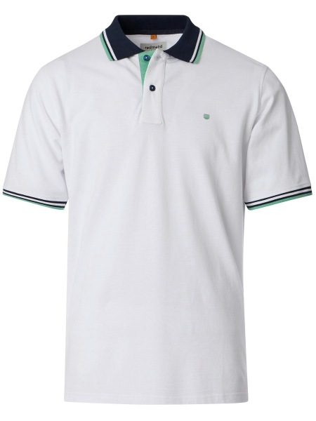 Redmond Poloshirt - Regular Fit - Piqué - Kontrastkragen - weiß