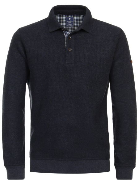 Redmond Pullover - Polokragen - Knopfleiste - dunkelblau