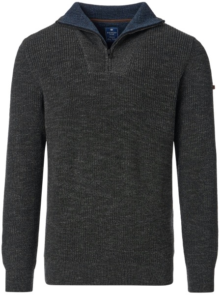 Redmond Pullover - Troyerkragen mit Reissverschluss - anthrazit - 252810600 790 