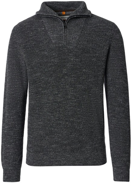 Redmond Pull à col camionneur zippé - texturé - gris