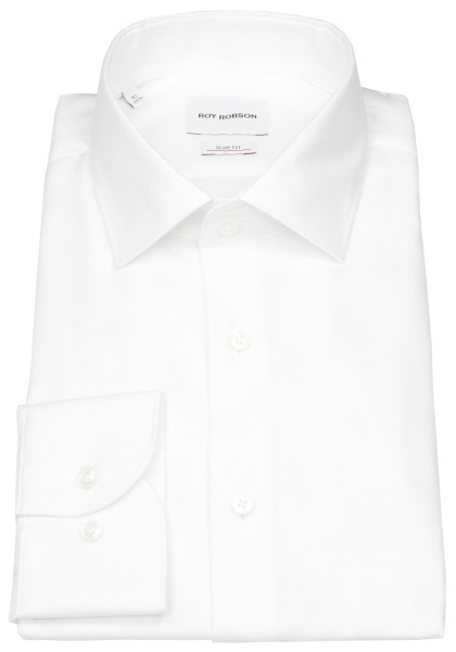 Roy Robson Hemd - Slim Fit - Kentkragen - Struktur - weiß - ohne OVP