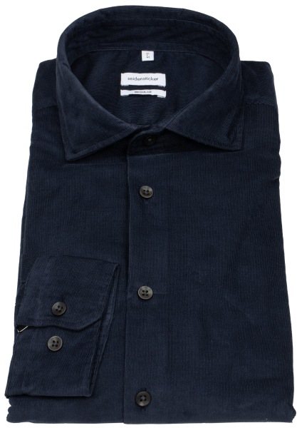 Seidensticker Chemise en velours côtelé - Regular Fit - bleu foncé