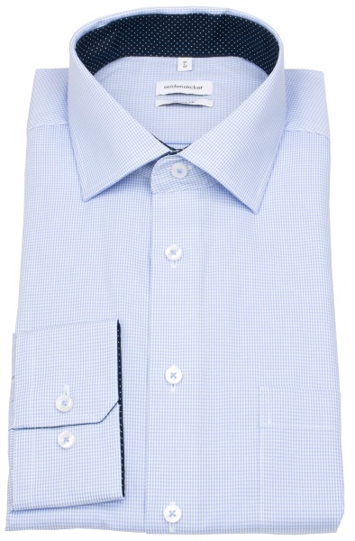 Seidensticker Hemd - Regular Fit - Kentkragen - fein kariert - hellblau / weiß