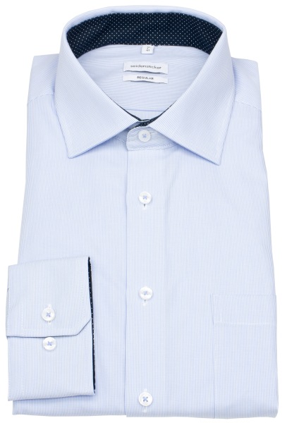 Seidensticker Hemd - Regular Fit - Kentkragen - feine Streifen - hellblau / weiß