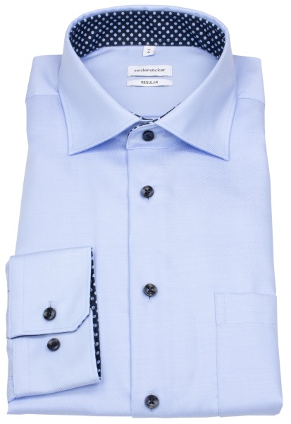 Seidensticker Hemd - Regular Fit - Kentkragen - Feintwill - Kontrastknöpfe - hellblau