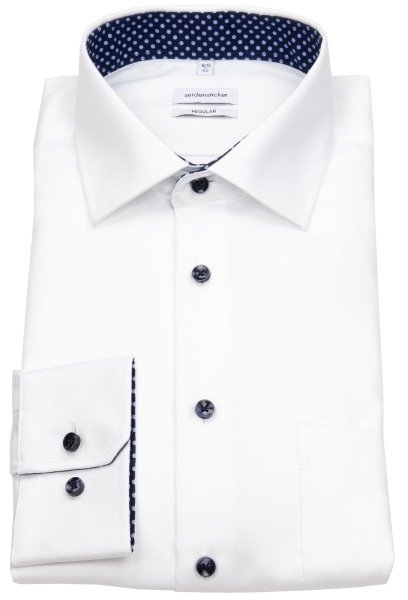 Seidensticker Hemd - Regular Fit - Kentkragen - Kontrastknöpfe - weiß - ohne OVP