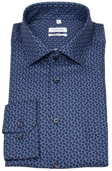 Seidensticker Chemise - Regular Fit - Col Kent - Imprimé - bleu foncé / bleu