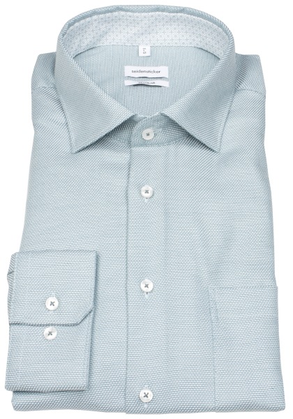Seidensticker Chemise - Regular Fit - Col Kent - Imprimé - vert / blanc