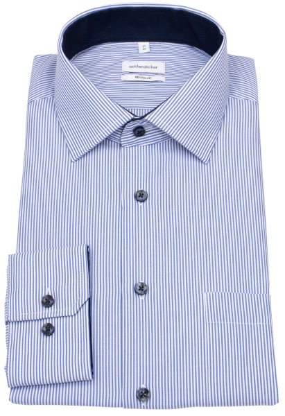Seidensticker Hemd - Regular Fit - Kentkragen - Streifen - blau / weiß