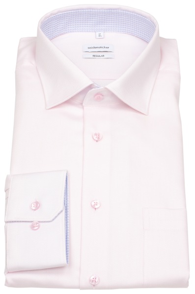 Seidensticker Hemd - Regular Fit - Kentkragen - Struktur - Print - rosé / weiß