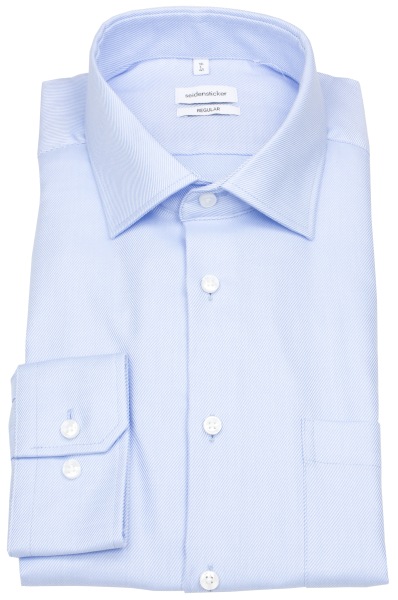 Seidensticker Hemd - Regular Fit - Kentkragen - Twill - Struktur - blau