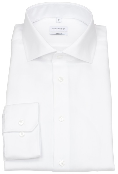 Seidensticker Hemd - Shaped Fit - Haifischkragen - Oxford - Struktur - weiß