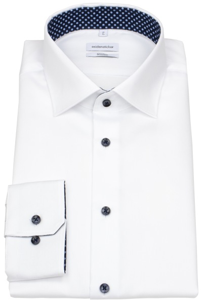 Seidensticker Hemd - Shaped Fit - Kentkragen - Feintwill - Kontrastknöpfe - weiß