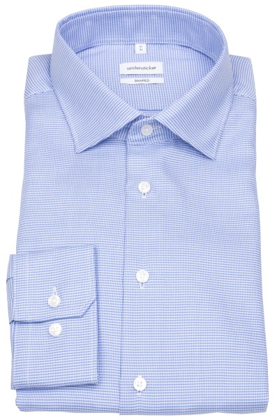 Seidensticker Hemd - Shaped Fit - Kentkragen - Struktur - Print - hellblau / weiß