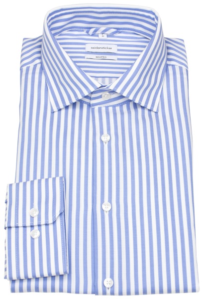 Seidensticker Hemd - Shaped Fit - Kentkragen - Struktur - Streifen - hellblau / weiß
