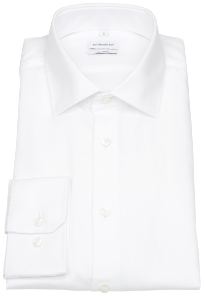 Seidensticker Hemd - Shaped Fit - Kentkragen - Twill Struktur - weiß
